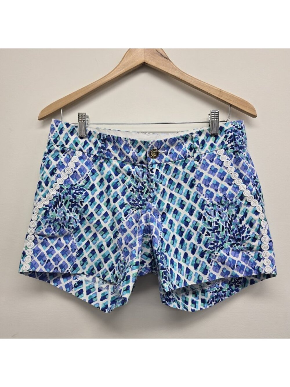 Lilly Pulitzer Callahan Short Resort White Toe In Size 4 Blue Green Style#30275